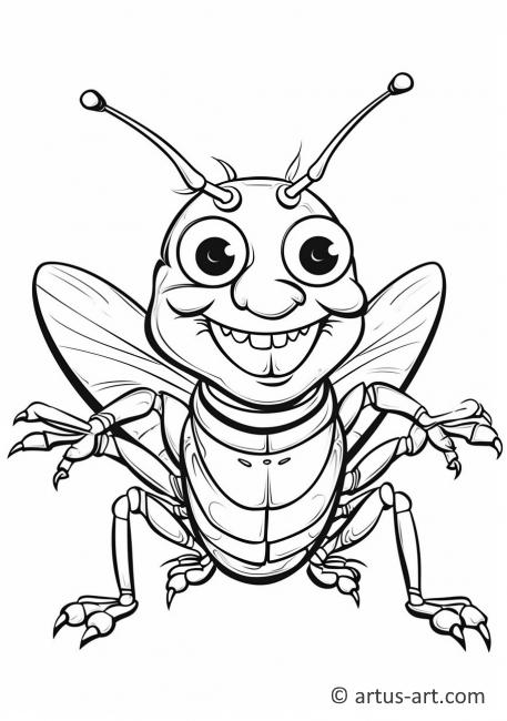 Stránka s omalovánkou kobylky pro děti